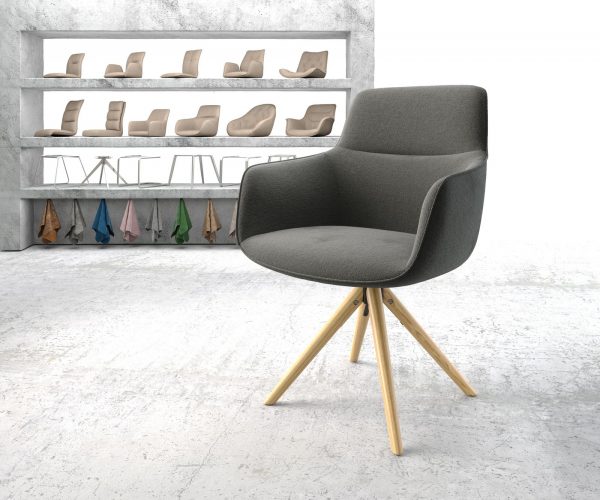 Otočná židle Pejo-Flex Anthracite Textured Fabric Dřevěný rám Conical