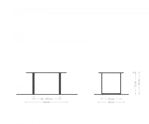 Jedálenský stôl Adesso 140x90 dub švajčiarsky okraj tenká základňa čierna - Image 7