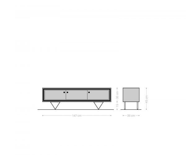 TV stolek Stonegrace 150 cm Akácie tmavá 3D 3 dveře V-Base Černá - Image 5