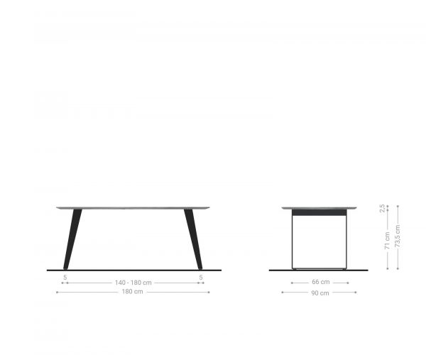 Jedálenský stôl Hrana zaoblená 180x90 Akácia prírodná Nerezová oceľ Podstavec pod uhlom Švajčiarsky okraj - Image 6