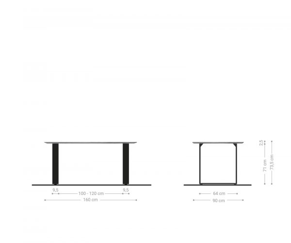 Jedálenský stôl Hrana zaoblená 160x90 Akácia prírodná nerezová oceľ úzka švajčiarska hrana - Image 6