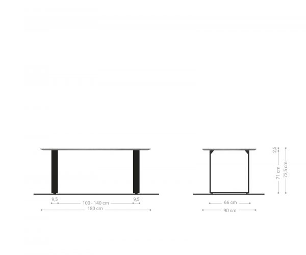 Jedálenský stôl Hrana zaoblená 180x90 Akácia platina nerezová oceľ úzka švajčiarska hrana - Image 6