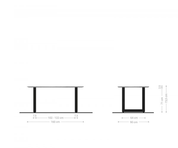 Hrana jedálenského stola zaoblená 160x90 Acacia Platinum Nerezová oceľ Široká švajčiarska hrana - Image 6