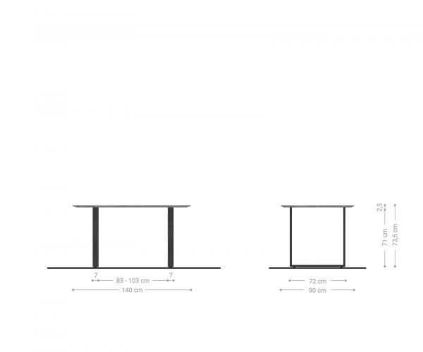 Jedálenský stôl Edge 140x90 prírodná akáciová podnož tenká čierna švajčiarska hrana - Image 6