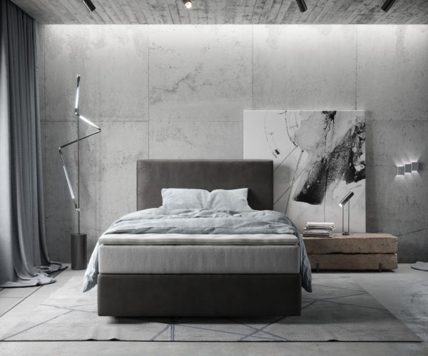 Postel Boxspring Dream-Well 120x200 cm z mikrovlákna Anthracite Vintage s matrací TFK a topperem Visco - Image 2