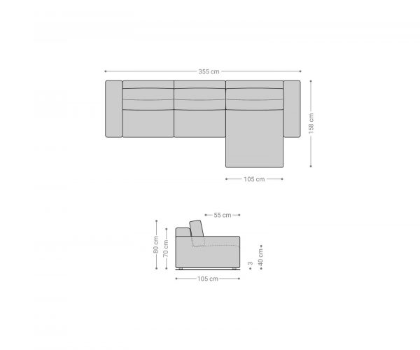 Rohová pohovka Lanzo L 360x160 cm mikrovlákno čierna variabilné ležadlo - Image 6