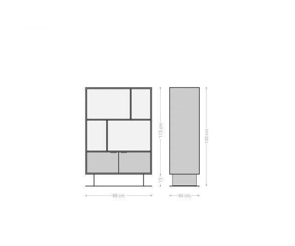 Skriňa Teele 90x130 cm prírodná akácia 2 dvierka podstavec nerezová oceľ - Image 7