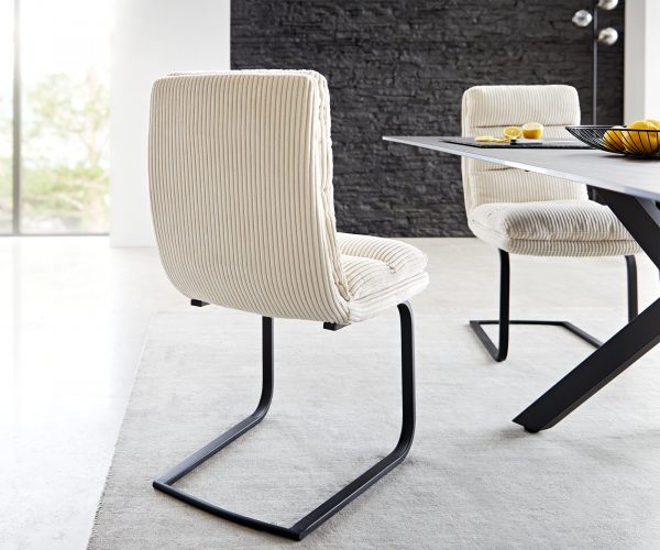 Otočná židle Abelia-Flex Cord Beige Cantilever Flat Black - Image 3