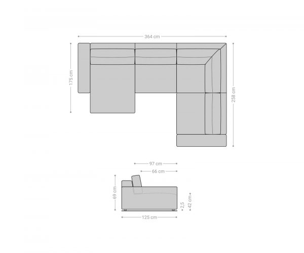 Pohovka v tvare U Lanzo XL 370x260 cm bouclé krémovo-biele variabilné ležadlo - Image 6