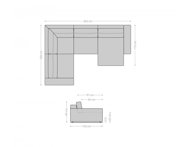 Pohovka v tvare U Lanzo XL 370x260 cm koženka antracit vintage variabilné ležadlo - Image 9