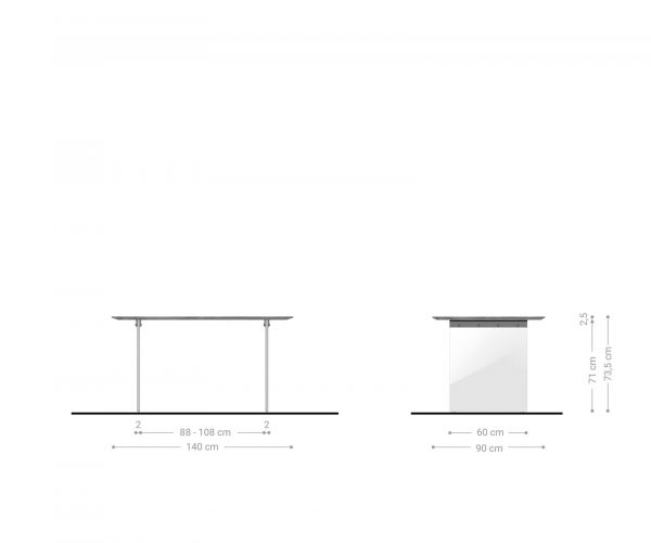 Jedálenský stôl Edge 140x90 cm prírodná akáciová sklenená podnož Swiss edge - Image 7