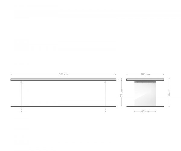 Jedálenský stôl Edge 300x100 cm XL akácia platina - Image 7