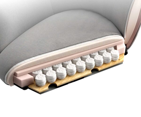 Otočná stolička Caja-Flex s podrúčkami krížová podnož zúžená kovová čierna bouclé biela 180° otočné vreckové pružiny - Image 6